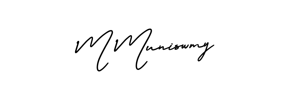 Also You can easily find your signature by using the search form. We will create M Muniswmy name handwritten signature images for you free of cost using AmerikaSignatureDemo-Regular sign style. M Muniswmy signature style 3 images and pictures png