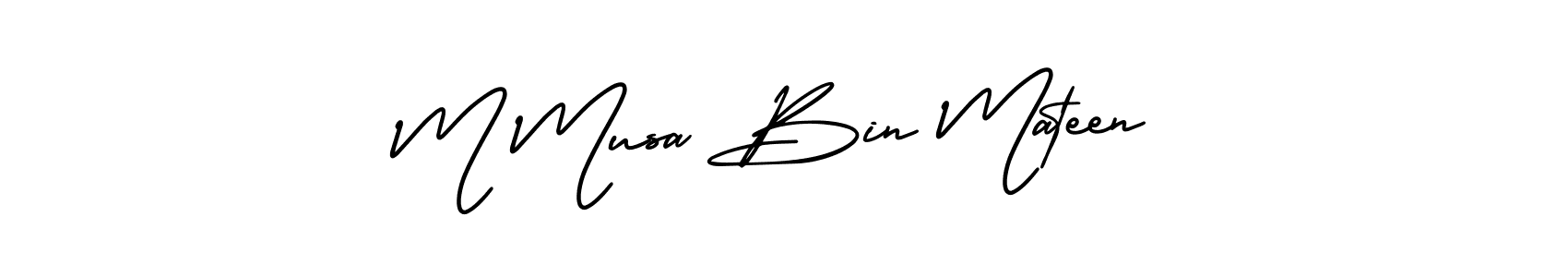 It looks lik you need a new signature style for name M Musa Bin Mateen. Design unique handwritten (AmerikaSignatureDemo-Regular) signature with our free signature maker in just a few clicks. M Musa Bin Mateen signature style 3 images and pictures png