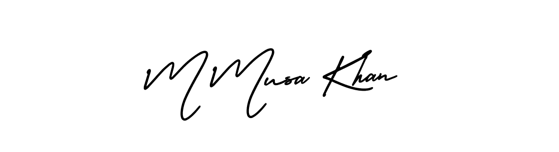 It looks lik you need a new signature style for name M Musa Khan. Design unique handwritten (AmerikaSignatureDemo-Regular) signature with our free signature maker in just a few clicks. M Musa Khan signature style 3 images and pictures png