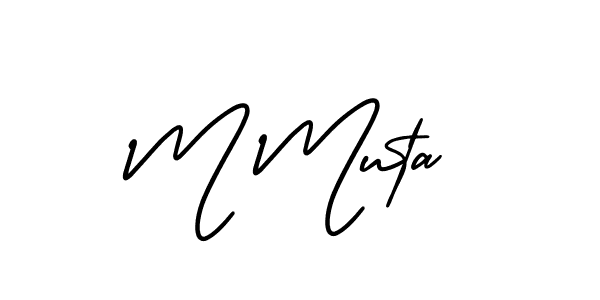 Create a beautiful signature design for name M Muta. With this signature (AmerikaSignatureDemo-Regular) fonts, you can make a handwritten signature for free. M Muta signature style 3 images and pictures png