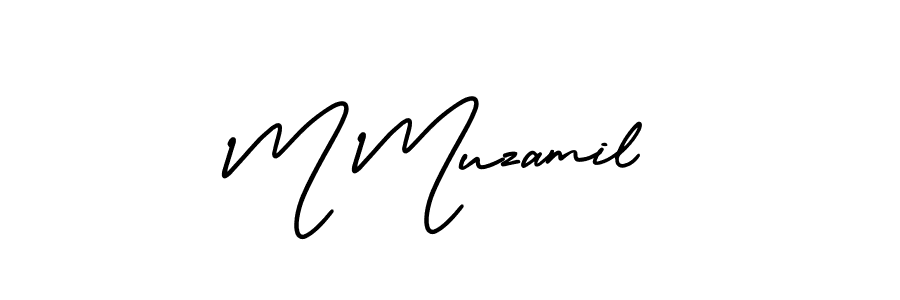 Make a beautiful signature design for name M Muzamil. With this signature (AmerikaSignatureDemo-Regular) style, you can create a handwritten signature for free. M Muzamil signature style 3 images and pictures png