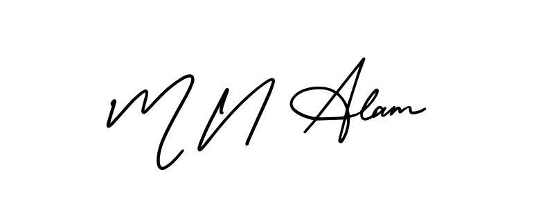 The best way (AmerikaSignatureDemo-Regular) to make a short signature is to pick only two or three words in your name. The name M N Alam include a total of six letters. For converting this name. M N Alam signature style 3 images and pictures png
