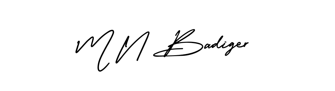 if you are searching for the best signature style for your name M N Badiger. so please give up your signature search. here we have designed multiple signature styles  using AmerikaSignatureDemo-Regular. M N Badiger signature style 3 images and pictures png