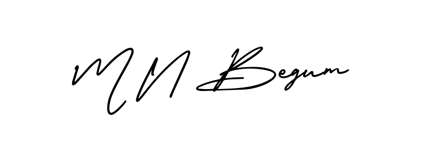 The best way (AmerikaSignatureDemo-Regular) to make a short signature is to pick only two or three words in your name. The name M N Begum include a total of six letters. For converting this name. M N Begum signature style 3 images and pictures png