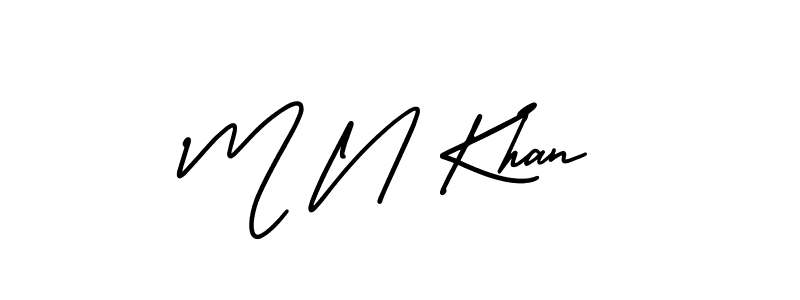 How to make M N Khan name signature. Use AmerikaSignatureDemo-Regular style for creating short signs online. This is the latest handwritten sign. M N Khan signature style 3 images and pictures png