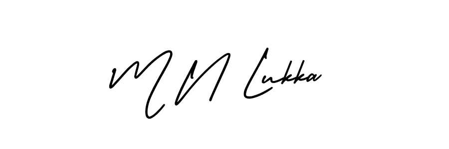 Use a signature maker to create a handwritten signature online. With this signature software, you can design (AmerikaSignatureDemo-Regular) your own signature for name M N Lukka. M N Lukka signature style 3 images and pictures png