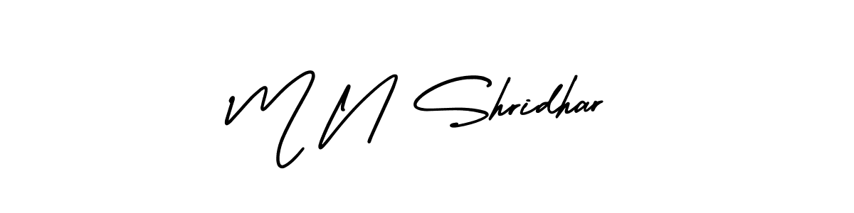 How to make M N Shridhar name signature. Use AmerikaSignatureDemo-Regular style for creating short signs online. This is the latest handwritten sign. M N Shridhar signature style 3 images and pictures png