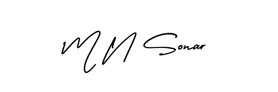 Design your own signature with our free online signature maker. With this signature software, you can create a handwritten (AmerikaSignatureDemo-Regular) signature for name M N Sonar. M N Sonar signature style 3 images and pictures png
