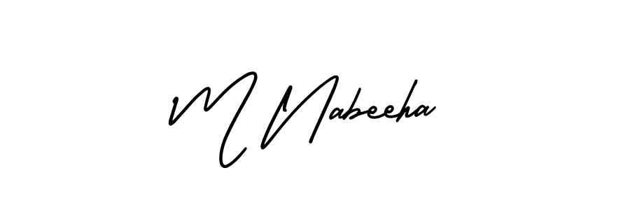 The best way (AmerikaSignatureDemo-Regular) to make a short signature is to pick only two or three words in your name. The name M Nabeeha include a total of six letters. For converting this name. M Nabeeha signature style 3 images and pictures png