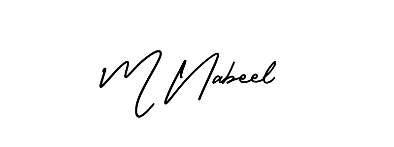 Also You can easily find your signature by using the search form. We will create M Nabeel name handwritten signature images for you free of cost using AmerikaSignatureDemo-Regular sign style. M Nabeel signature style 3 images and pictures png