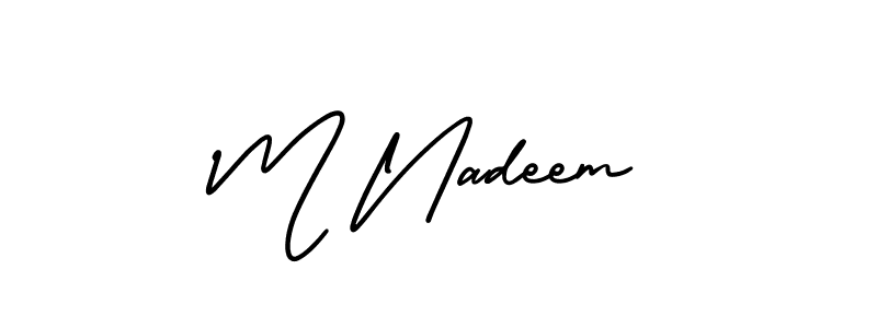 M Nadeem stylish signature style. Best Handwritten Sign (AmerikaSignatureDemo-Regular) for my name. Handwritten Signature Collection Ideas for my name M Nadeem. M Nadeem signature style 3 images and pictures png