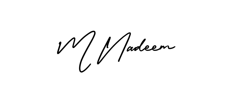 Design your own signature with our free online signature maker. With this signature software, you can create a handwritten (AmerikaSignatureDemo-Regular) signature for name M Nadeem. M Nadeem signature style 3 images and pictures png