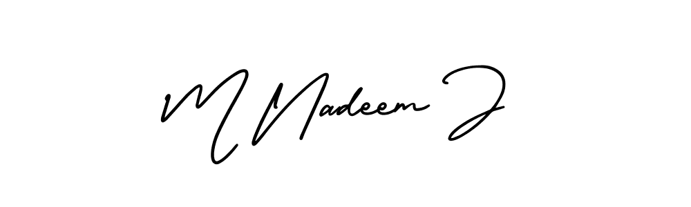 Also You can easily find your signature by using the search form. We will create M Nadeem J name handwritten signature images for you free of cost using AmerikaSignatureDemo-Regular sign style. M Nadeem J signature style 3 images and pictures png