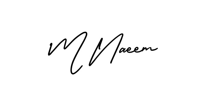 How to make M Naeem name signature. Use AmerikaSignatureDemo-Regular style for creating short signs online. This is the latest handwritten sign. M Naeem signature style 3 images and pictures png