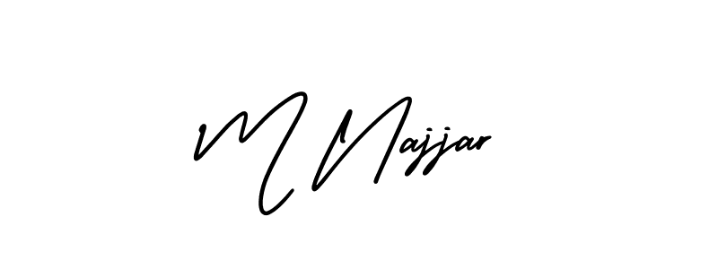 How to make M Najjar name signature. Use AmerikaSignatureDemo-Regular style for creating short signs online. This is the latest handwritten sign. M Najjar signature style 3 images and pictures png