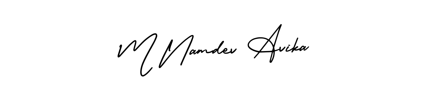 AmerikaSignatureDemo-Regular is a professional signature style that is perfect for those who want to add a touch of class to their signature. It is also a great choice for those who want to make their signature more unique. Get M Namdev Avika name to fancy signature for free. M Namdev Avika signature style 3 images and pictures png