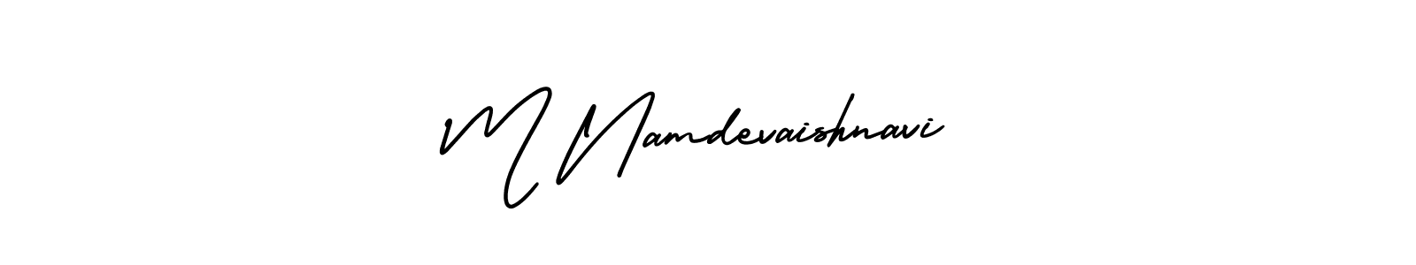if you are searching for the best signature style for your name M Namdevaishnavi. so please give up your signature search. here we have designed multiple signature styles  using AmerikaSignatureDemo-Regular. M Namdevaishnavi signature style 3 images and pictures png