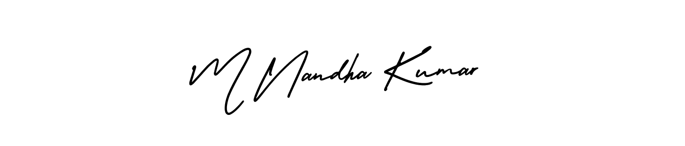 The best way (AmerikaSignatureDemo-Regular) to make a short signature is to pick only two or three words in your name. The name M Nandha Kumar include a total of six letters. For converting this name. M Nandha Kumar signature style 3 images and pictures png