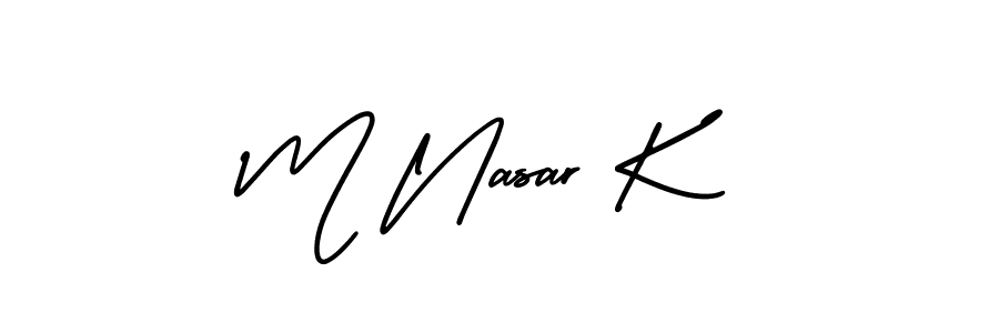 if you are searching for the best signature style for your name M Nasar K. so please give up your signature search. here we have designed multiple signature styles  using AmerikaSignatureDemo-Regular. M Nasar K signature style 3 images and pictures png