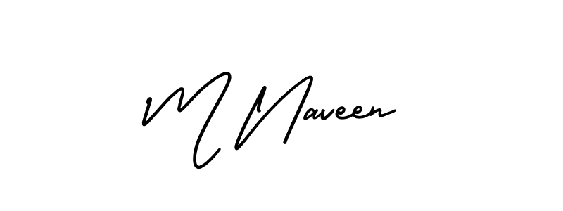 Design your own signature with our free online signature maker. With this signature software, you can create a handwritten (AmerikaSignatureDemo-Regular) signature for name M Naveen. M Naveen signature style 3 images and pictures png