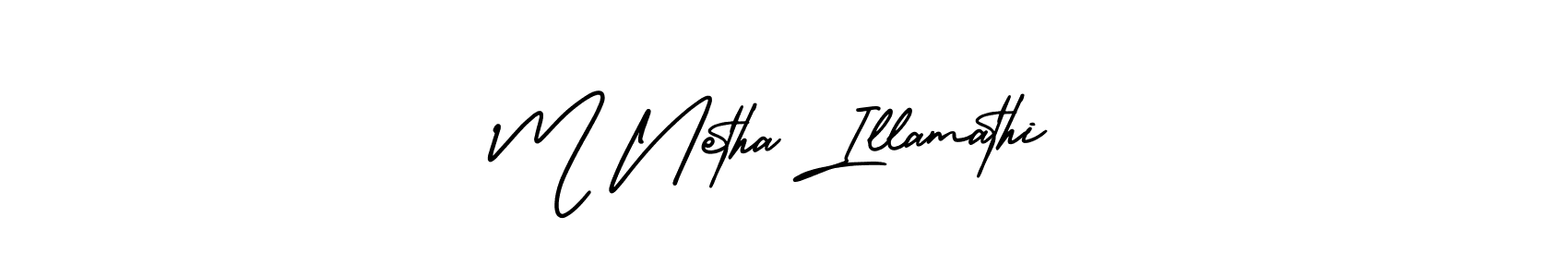 How to Draw M Netha Illamathi signature style? AmerikaSignatureDemo-Regular is a latest design signature styles for name M Netha Illamathi. M Netha Illamathi signature style 3 images and pictures png