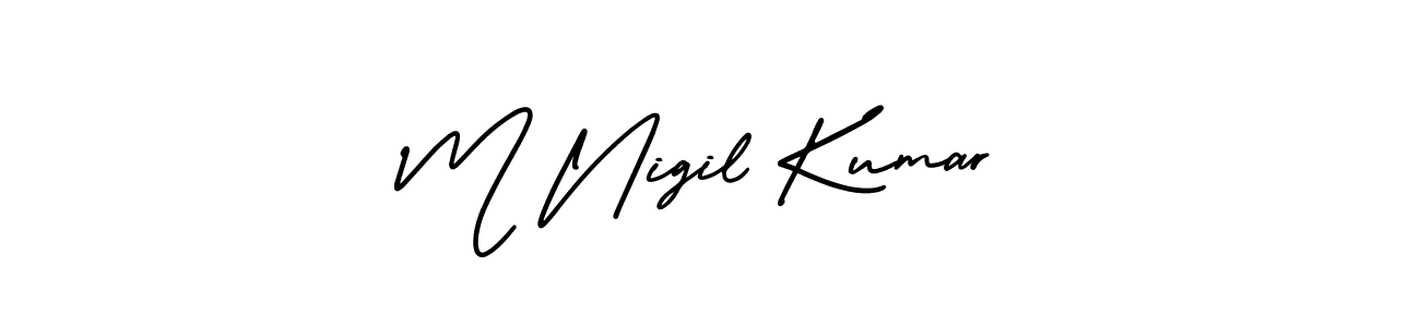 You can use this online signature creator to create a handwritten signature for the name M Nigil Kumar. This is the best online autograph maker. M Nigil Kumar signature style 3 images and pictures png
