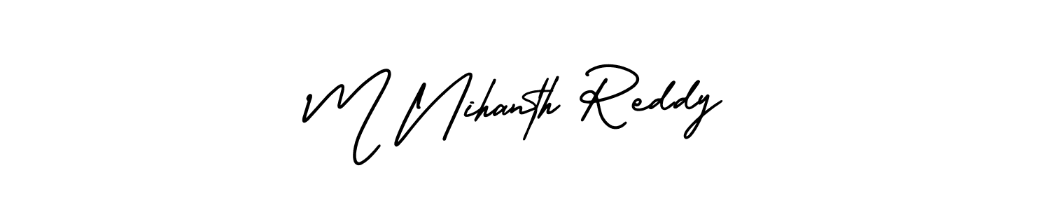 if you are searching for the best signature style for your name M Nihanth Reddy. so please give up your signature search. here we have designed multiple signature styles  using AmerikaSignatureDemo-Regular. M Nihanth Reddy signature style 3 images and pictures png