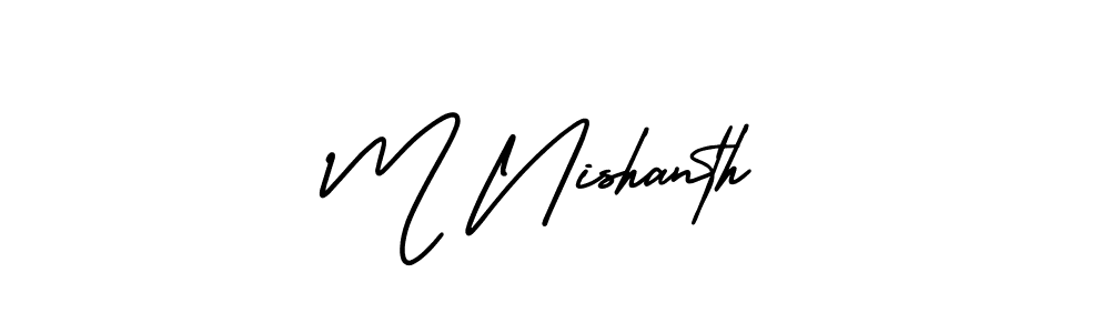 M Nishanth stylish signature style. Best Handwritten Sign (AmerikaSignatureDemo-Regular) for my name. Handwritten Signature Collection Ideas for my name M Nishanth. M Nishanth signature style 3 images and pictures png