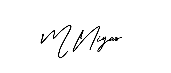 M Niyas stylish signature style. Best Handwritten Sign (AmerikaSignatureDemo-Regular) for my name. Handwritten Signature Collection Ideas for my name M Niyas. M Niyas signature style 3 images and pictures png