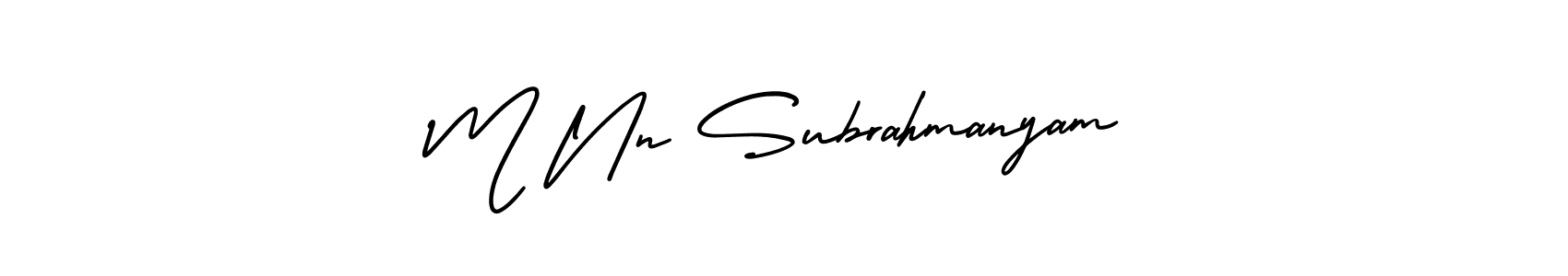 AmerikaSignatureDemo-Regular is a professional signature style that is perfect for those who want to add a touch of class to their signature. It is also a great choice for those who want to make their signature more unique. Get M Nn Subrahmanyam name to fancy signature for free. M Nn Subrahmanyam signature style 3 images and pictures png