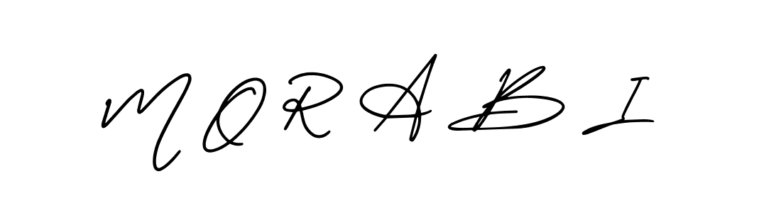 Use a signature maker to create a handwritten signature online. With this signature software, you can design (AmerikaSignatureDemo-Regular) your own signature for name M O R A B I. M O R A B I signature style 3 images and pictures png