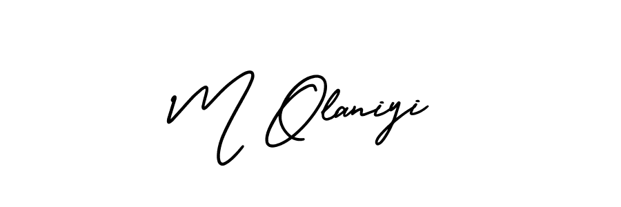 if you are searching for the best signature style for your name M Olaniyi. so please give up your signature search. here we have designed multiple signature styles  using AmerikaSignatureDemo-Regular. M Olaniyi signature style 3 images and pictures png