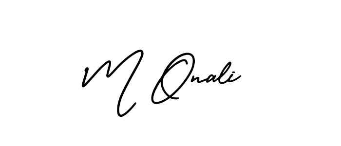 This is the best signature style for the M Onali name. Also you like these signature font (AmerikaSignatureDemo-Regular). Mix name signature. M Onali signature style 3 images and pictures png