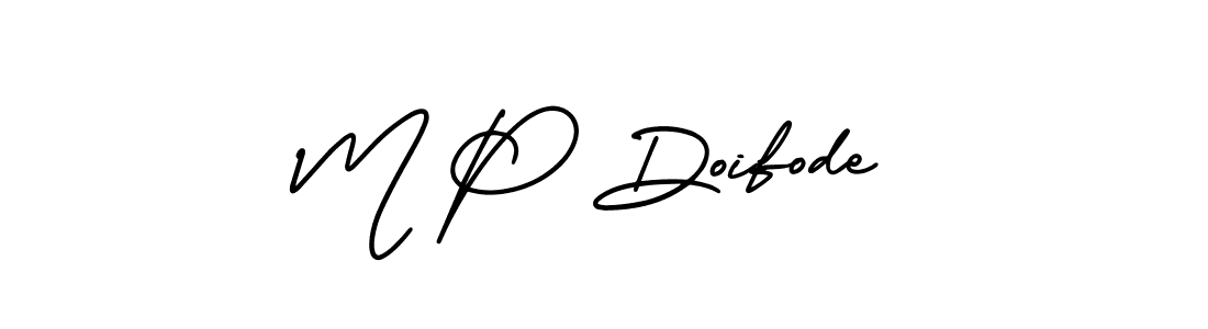 The best way (AmerikaSignatureDemo-Regular) to make a short signature is to pick only two or three words in your name. The name M P Doifode include a total of six letters. For converting this name. M P Doifode signature style 3 images and pictures png