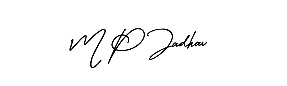 Make a beautiful signature design for name M P Jadhav. With this signature (AmerikaSignatureDemo-Regular) style, you can create a handwritten signature for free. M P Jadhav signature style 3 images and pictures png