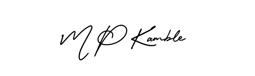 How to make M P Kamble name signature. Use AmerikaSignatureDemo-Regular style for creating short signs online. This is the latest handwritten sign. M P Kamble signature style 3 images and pictures png