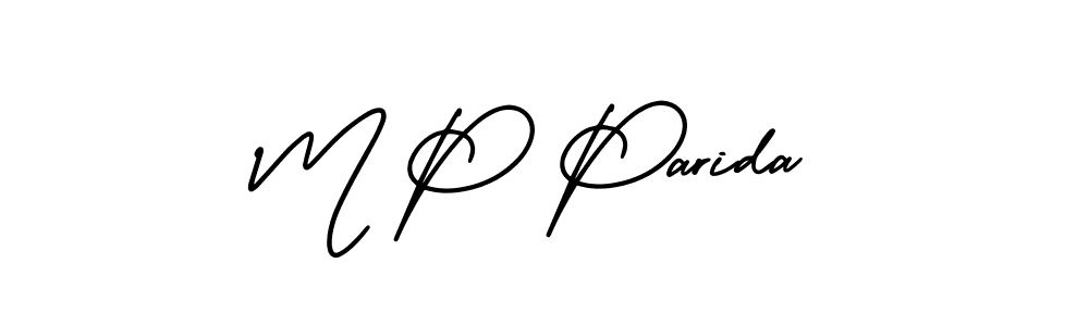 Make a beautiful signature design for name M P Parida. With this signature (AmerikaSignatureDemo-Regular) style, you can create a handwritten signature for free. M P Parida signature style 3 images and pictures png