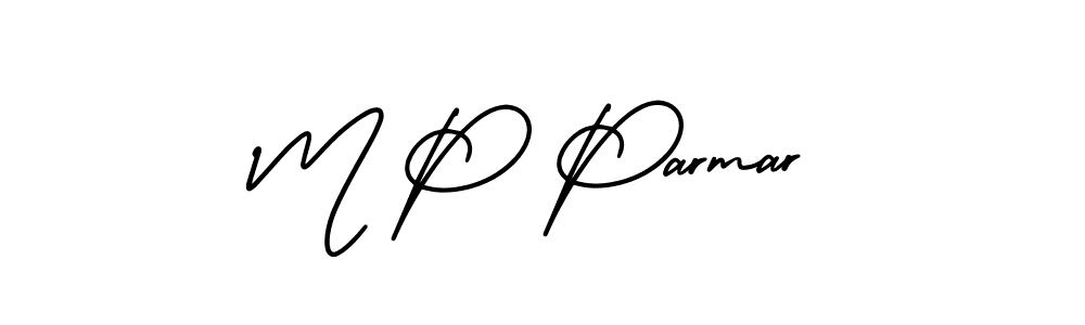 You should practise on your own different ways (AmerikaSignatureDemo-Regular) to write your name (M P Parmar) in signature. don't let someone else do it for you. M P Parmar signature style 3 images and pictures png