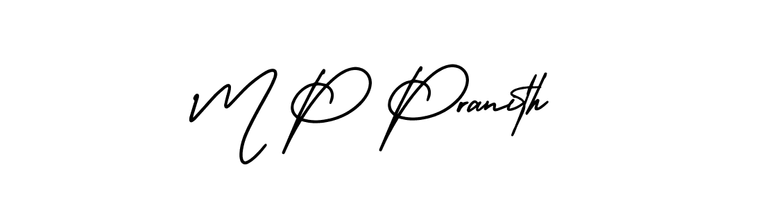 How to make M P Pranith name signature. Use AmerikaSignatureDemo-Regular style for creating short signs online. This is the latest handwritten sign. M P Pranith signature style 3 images and pictures png