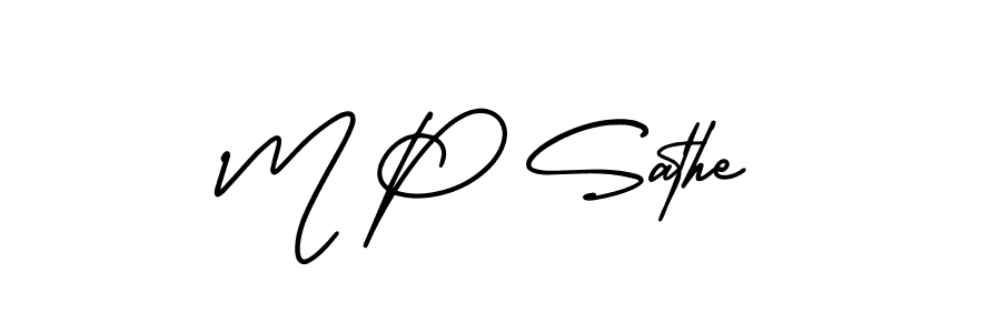 How to make M P Sathe name signature. Use AmerikaSignatureDemo-Regular style for creating short signs online. This is the latest handwritten sign. M P Sathe signature style 3 images and pictures png