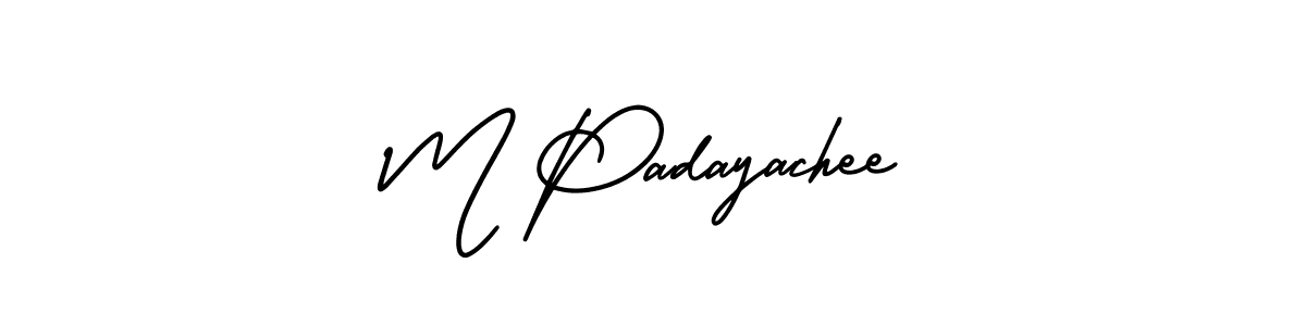 The best way (AmerikaSignatureDemo-Regular) to make a short signature is to pick only two or three words in your name. The name M Padayachee include a total of six letters. For converting this name. M Padayachee signature style 3 images and pictures png