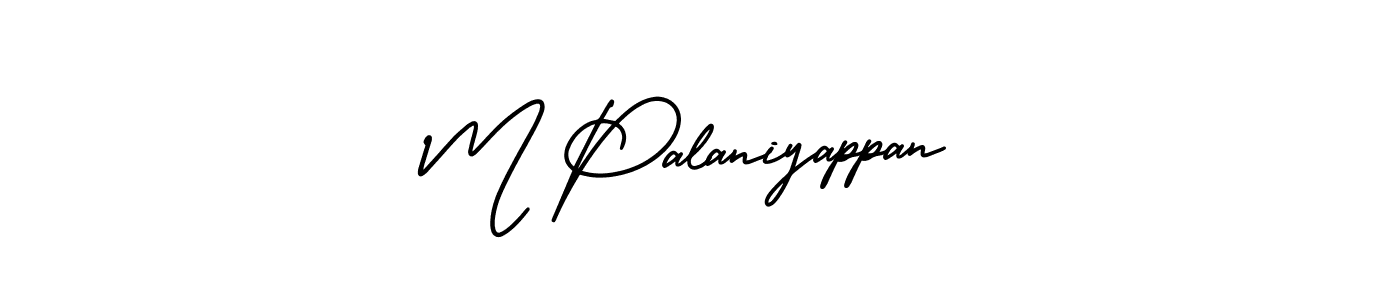 The best way (AmerikaSignatureDemo-Regular) to make a short signature is to pick only two or three words in your name. The name M Palaniyappan include a total of six letters. For converting this name. M Palaniyappan signature style 3 images and pictures png