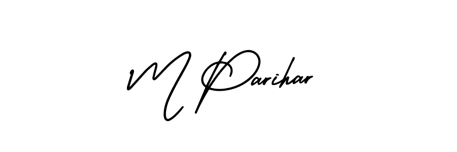 Similarly AmerikaSignatureDemo-Regular is the best handwritten signature design. Signature creator online .You can use it as an online autograph creator for name M Parihar. M Parihar signature style 3 images and pictures png