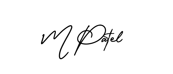 This is the best signature style for the M Patel name. Also you like these signature font (AmerikaSignatureDemo-Regular). Mix name signature. M Patel signature style 3 images and pictures png
