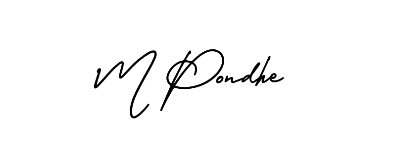 Similarly AmerikaSignatureDemo-Regular is the best handwritten signature design. Signature creator online .You can use it as an online autograph creator for name M Pondhe. M Pondhe signature style 3 images and pictures png