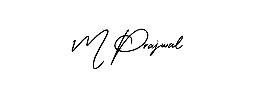 The best way (AmerikaSignatureDemo-Regular) to make a short signature is to pick only two or three words in your name. The name M Prajwal include a total of six letters. For converting this name. M Prajwal signature style 3 images and pictures png