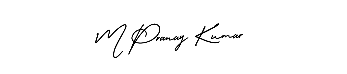 Use a signature maker to create a handwritten signature online. With this signature software, you can design (AmerikaSignatureDemo-Regular) your own signature for name M Pranay Kumar. M Pranay Kumar signature style 3 images and pictures png