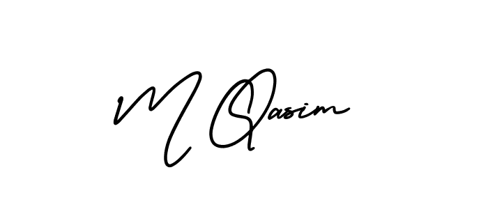 You should practise on your own different ways (AmerikaSignatureDemo-Regular) to write your name (M Qasim) in signature. don't let someone else do it for you. M Qasim signature style 3 images and pictures png