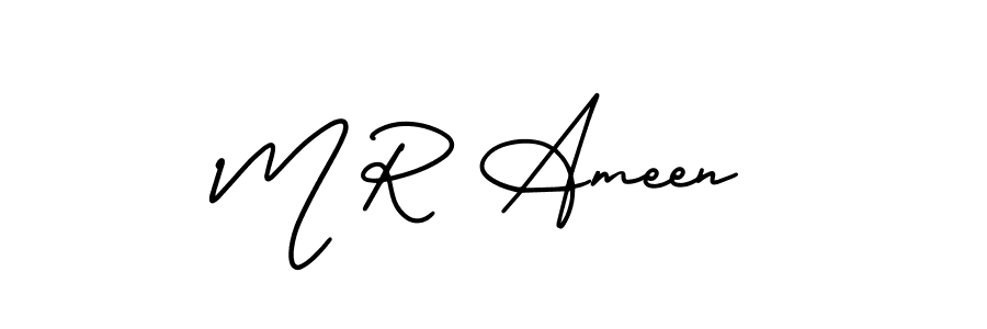 How to make M R Ameen name signature. Use AmerikaSignatureDemo-Regular style for creating short signs online. This is the latest handwritten sign. M R Ameen signature style 3 images and pictures png