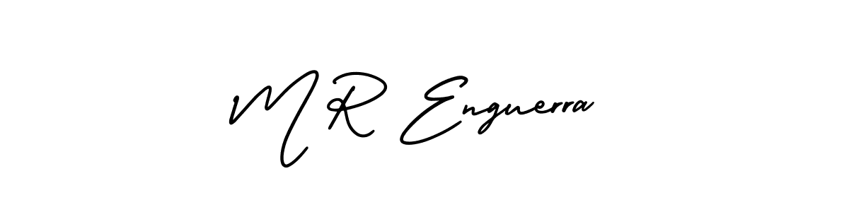 You should practise on your own different ways (AmerikaSignatureDemo-Regular) to write your name (M R Enguerra) in signature. don't let someone else do it for you. M R Enguerra signature style 3 images and pictures png